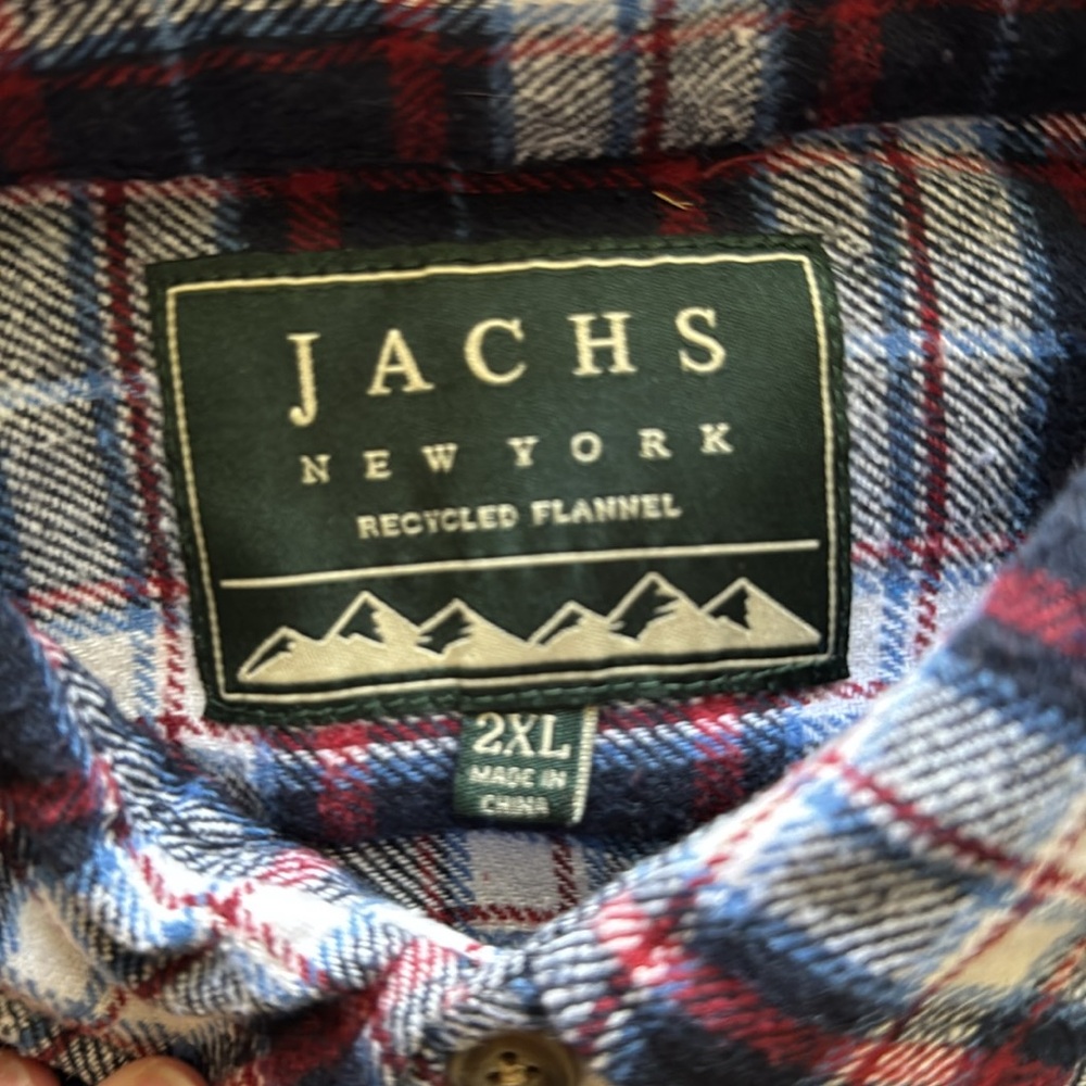 Jachs Men's Navy and White Plaid Shirt - Picture 2 of 2